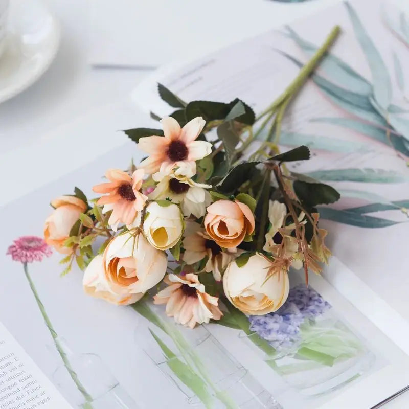 Fake Silk Peony Vases for Home Decor Christmas Garland Wedding Party Living Room Bouquet Decoration Accessory Artificial Flowers