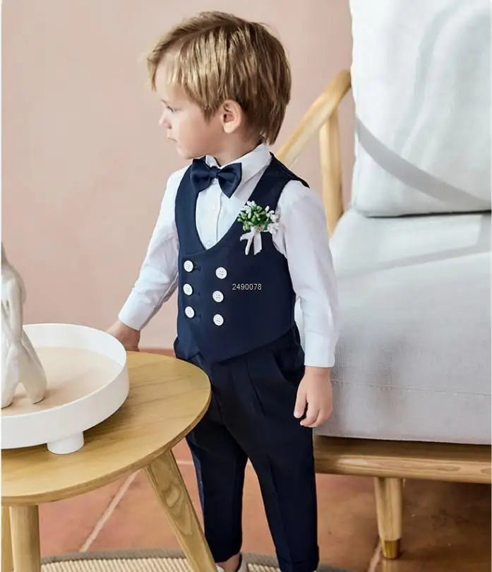 Newborn Baby Boys 1 Year Birthday Suit Kids Formal Photograph Suit Children Wedding Dress Child Performance Party Dance Costume