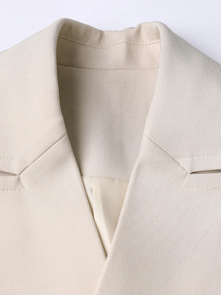 Solid Spliced Pockets Split Trench For Women Lapel Long Sleeve Slim Patchwork Button Temperament Windbreaker Female New