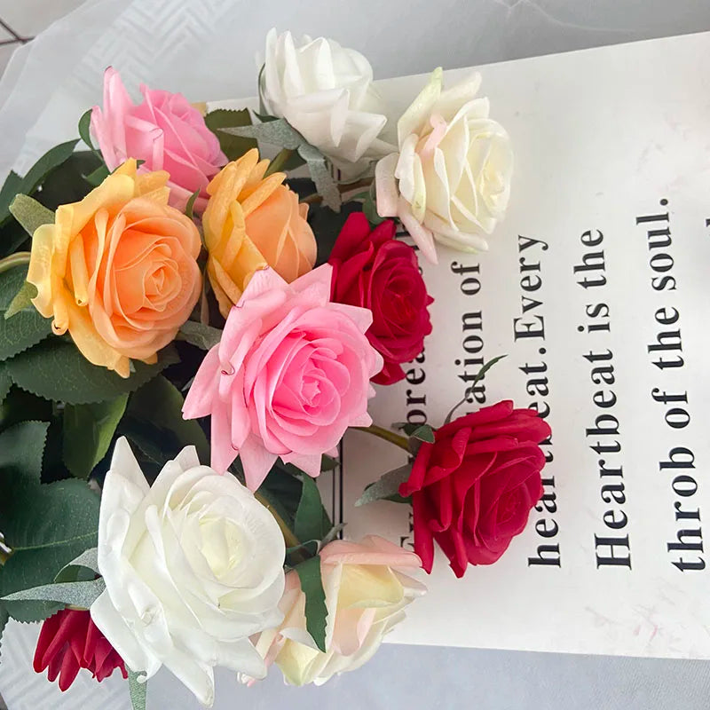 Wedding Decorations 12pcs/Lot Rose Latex Artificial Flowers Floral Silk Real Touch Rose Flowers Home Birthday Party Bouquet