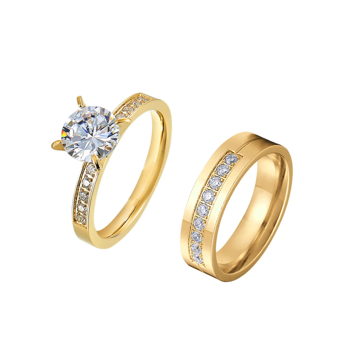 Ladies Stackable Cz Diamond Wedding Engagement Rings Bridal Sets For Girl women 24k Gold Plated Jewelry Love commitment alliance