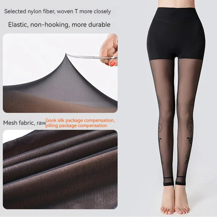 Winter Warm Leggings Sexy Slim Translucent Pantyhose Nylon Tights High Waist Elastic Wool Sock Pants Women Thermal Legging