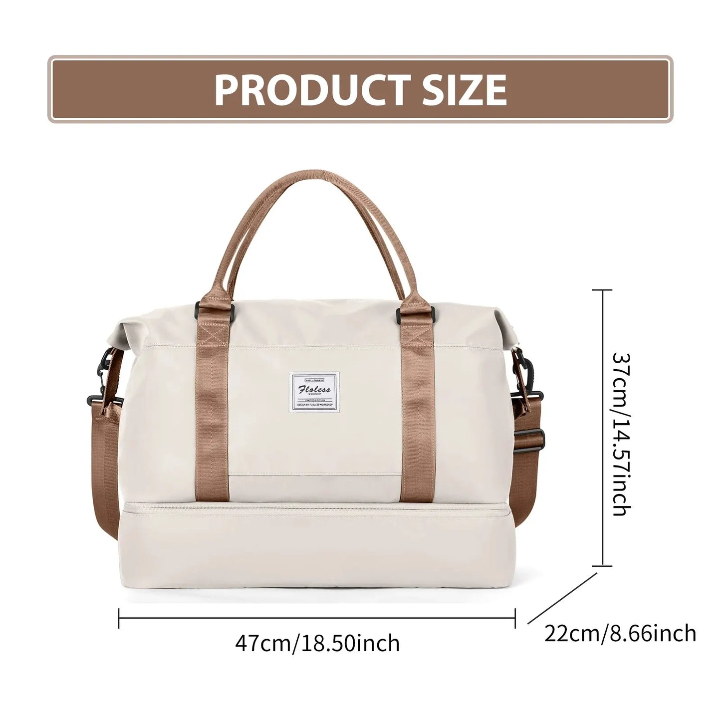 Likros Duffel Bag Travel Bag with Shoes Compartment, Gym Tote Bags, Shoulder Weekender Overnight Bag for Women Luggage Hangbag