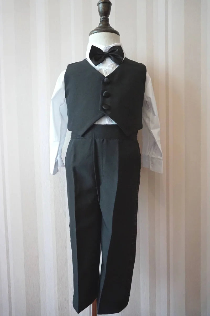 Boys Wedding Birthday Party Blazer Tuxedo Baby Boy Christening Outfit Coat Shirt Pant Vest BowTie Gentleman Suit Baptism Clothes