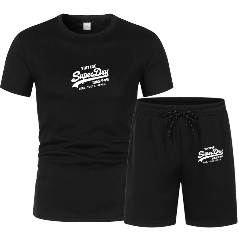 Men's summer sportswear tops, T-shirts, sports shorts, 2025 new T-shirt sets, quick-drying clothes