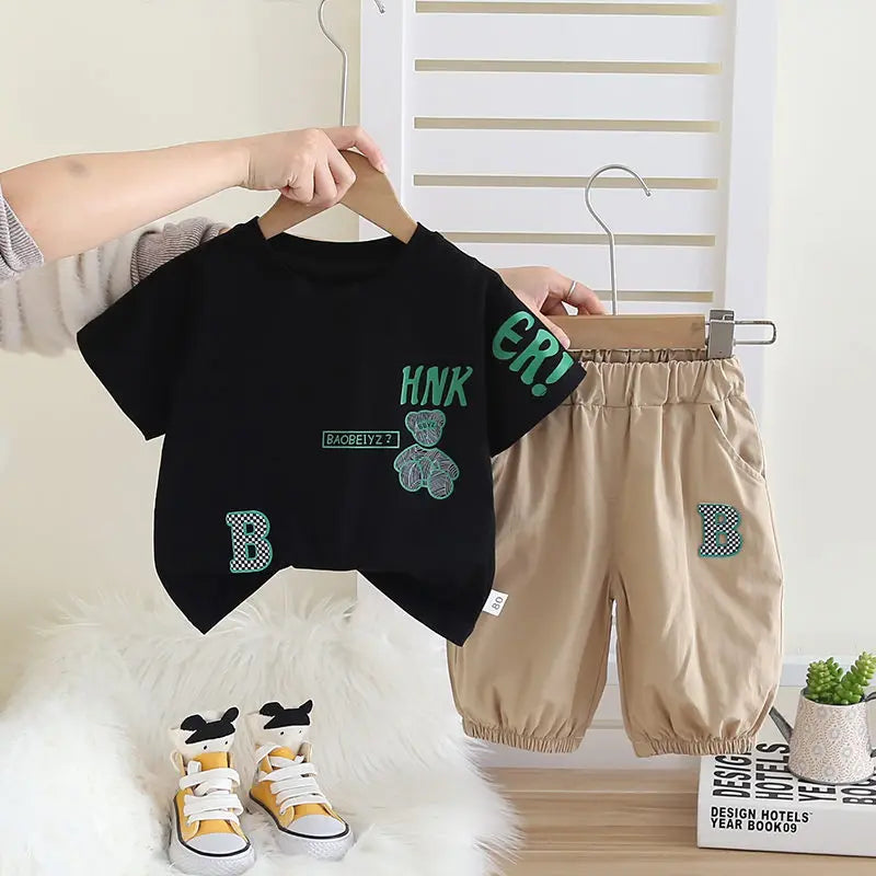 Summer Clothing Children Baby Girls Boys Clothes Short Sleeve Suit PrinteT Shirt Pants 2Pcs/Set Kid Leisure Costume 0-5 Years