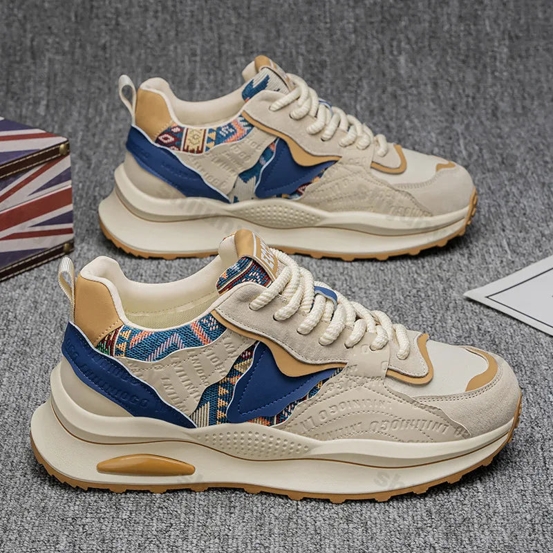 Men Sneakers 2025 Spring Autumn New Comfortable Outdoor Non Slip Running Shoes Trend Wear-resistant Vintage Lace Up Casual Shoes