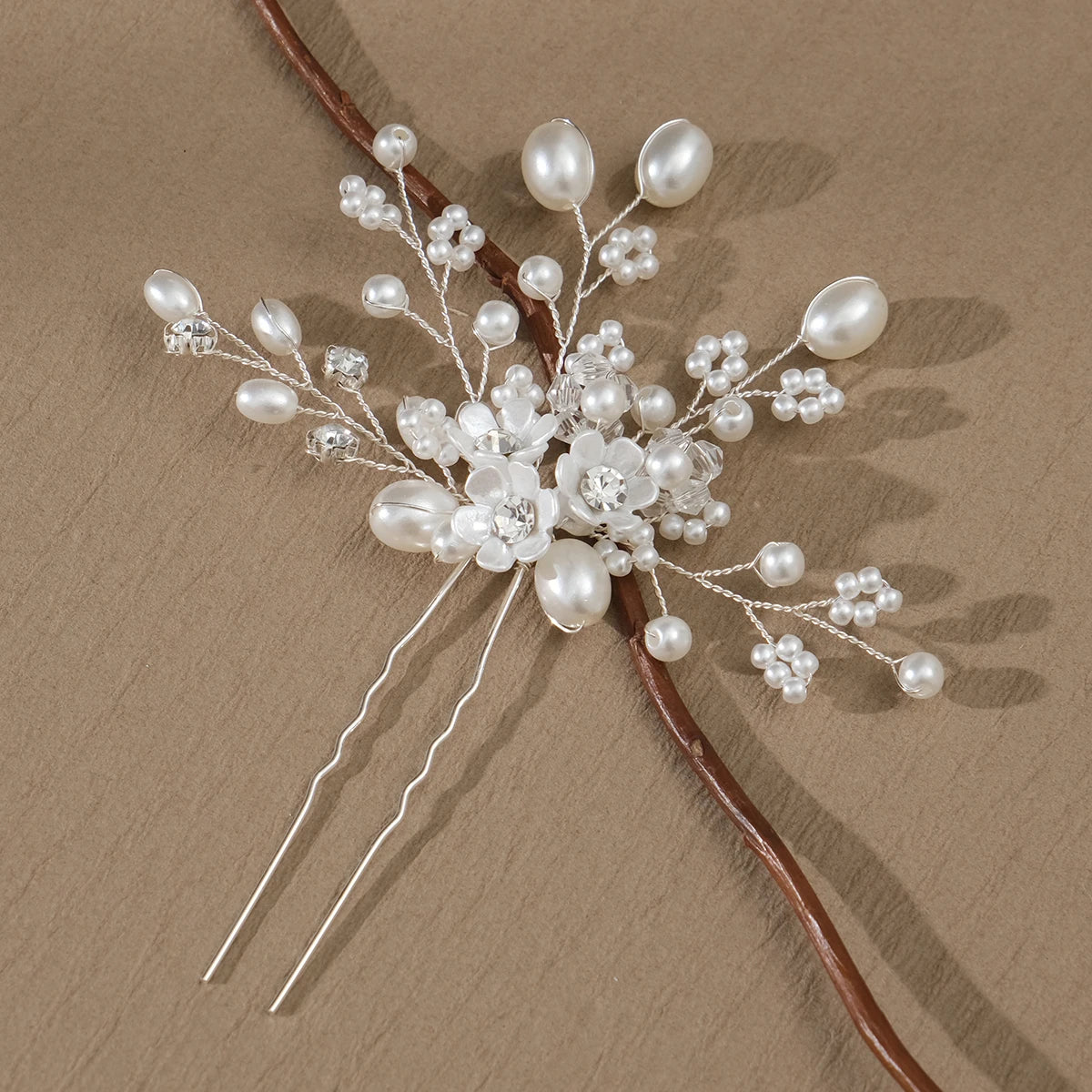 Fashion Pearl Rhinestone Flower Hair Pins barrette Bride Wedding Jewelry Accessories Hair Clips Headpiece For Women