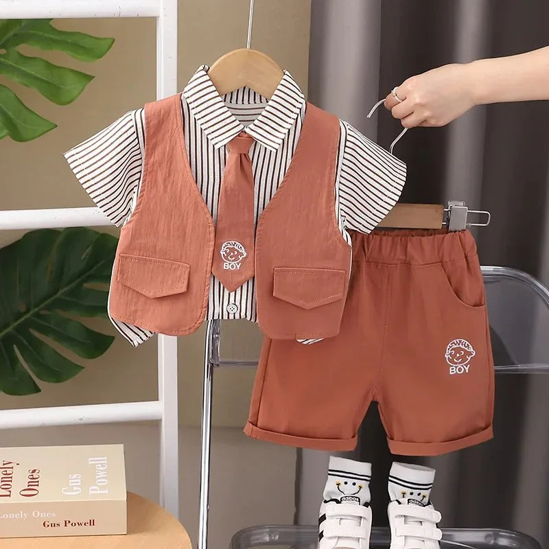 New Summer Baby Boys Clothes Suit Children Shirt Shorts 2Pcs/Sets Toddler Clothing Infant Casual Cotton Costume Kids Tracksuits