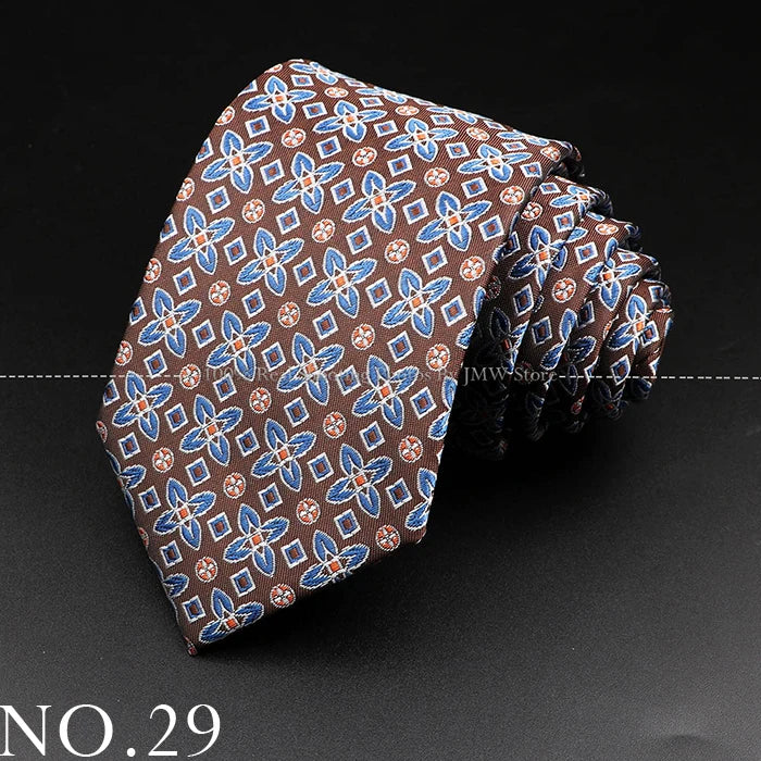 New Design Wedding Men Tie Brown Solid Striped Paisley Flower Neckties Men Business Dropshipping Groom Collar Accessories Gift