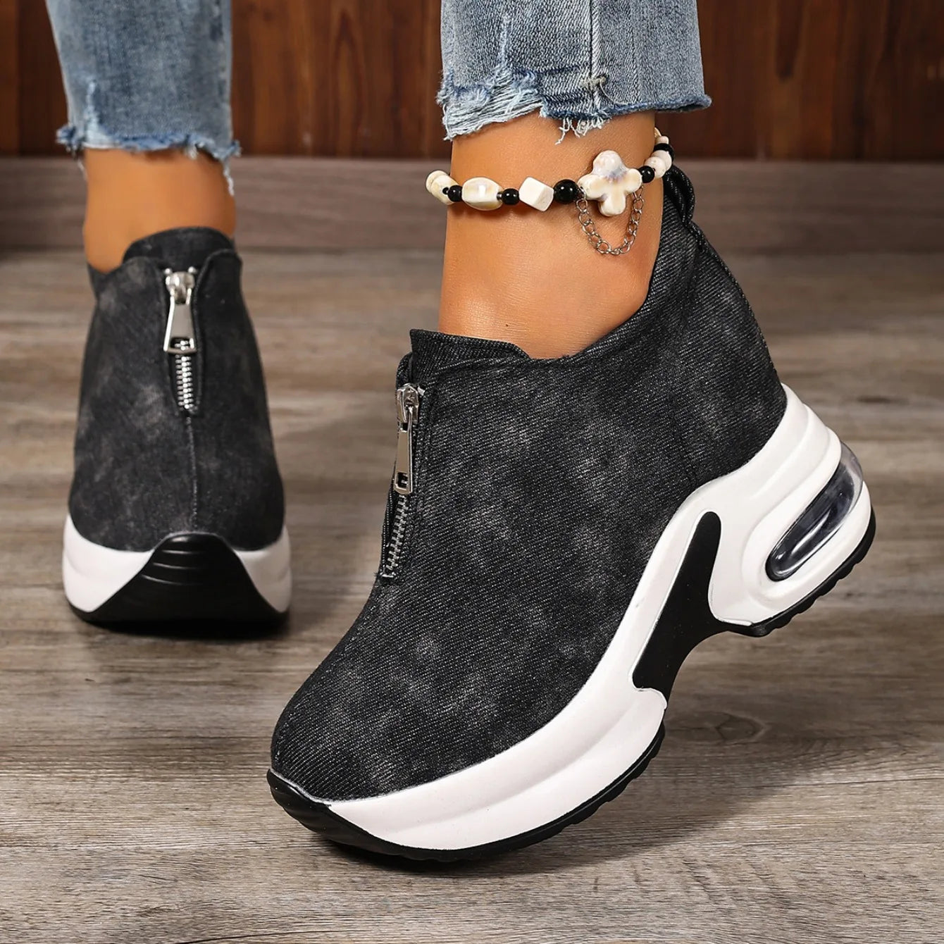 New 2025 Women Sneakers Anti-slip Platform Wedge Sneakers Women Slip on Casual Lady Vulcanized Shoes Women Zapatos De Mujer