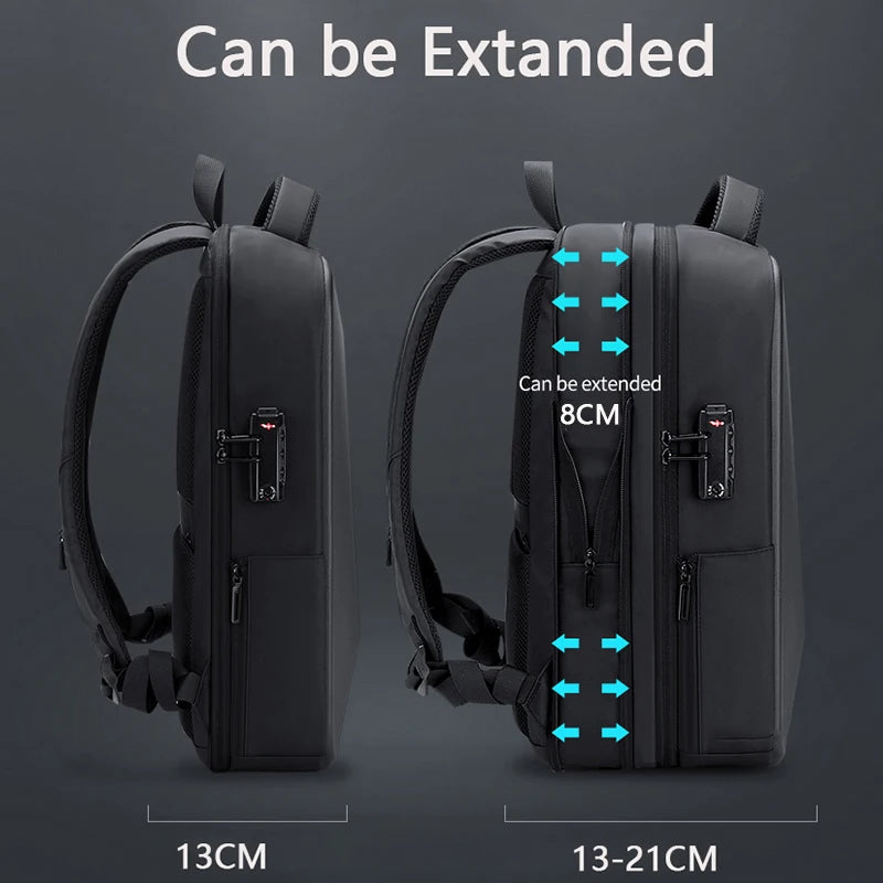 Swiss Men‘s 15.6 Inch Laptop Backpack Expandable PC Hard Shell Bag TSA Anti-theft Waterproof Backpacks USB Business Travel Bag