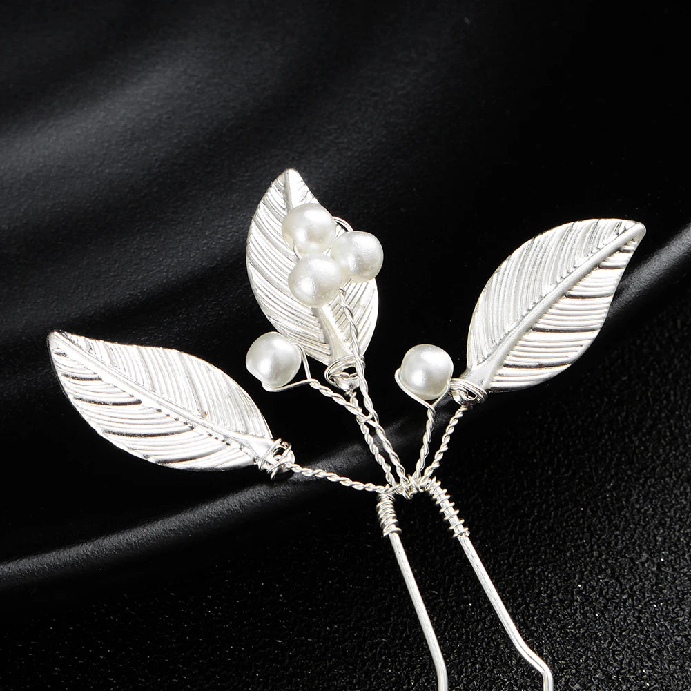 Fashion Pearl Rhinestone Flower Hair Pins barrette Bride Wedding Jewelry Accessories Hair Clips Headpiece For Women