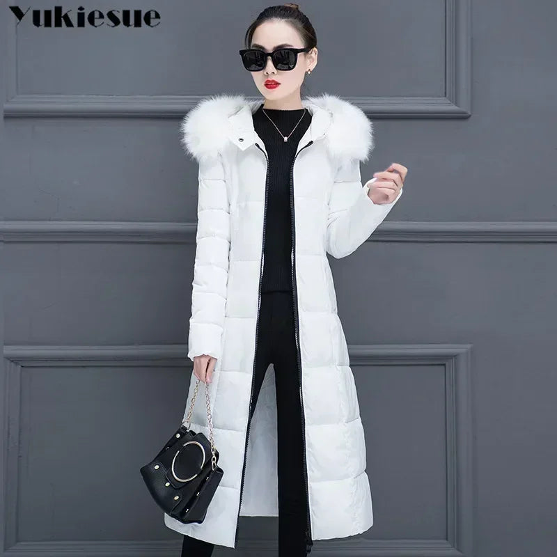 womens winter jackets and coats 2022 Parkas for women long Wadded Jackets female warm Outwear With a Hood Faux Fur Collar