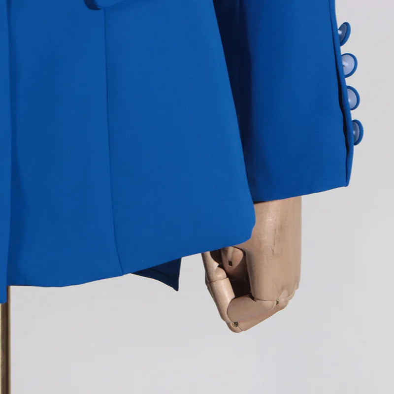 Fashion Suit Jacket for Women 2024 Autumn New Blue Design Formal Slim Fit High-end Small Suit Women Clothing