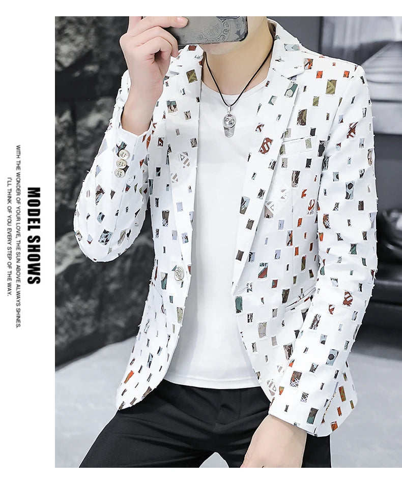 2024 Autumn Suit Men's Youth Slim Fashion Handsome Trend with Korean Version of A Small Suit Formal Single West Coat M-4XL
