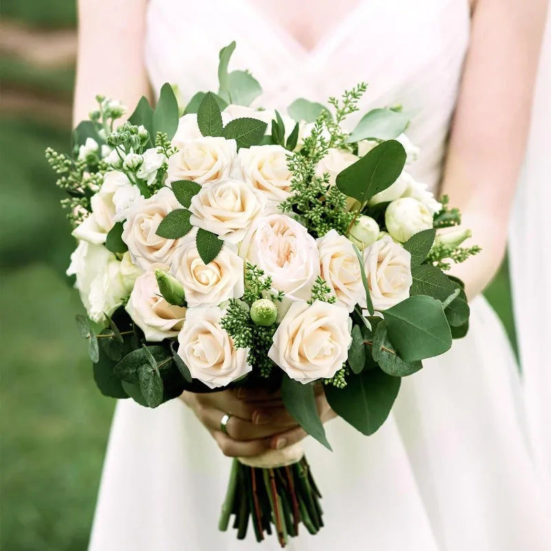 30/10PCS Artificial Foam Rose Flower Heads Bride Bouquet Flower for Home Wedding Party Table Decoration DIY Scrapbook Supplies