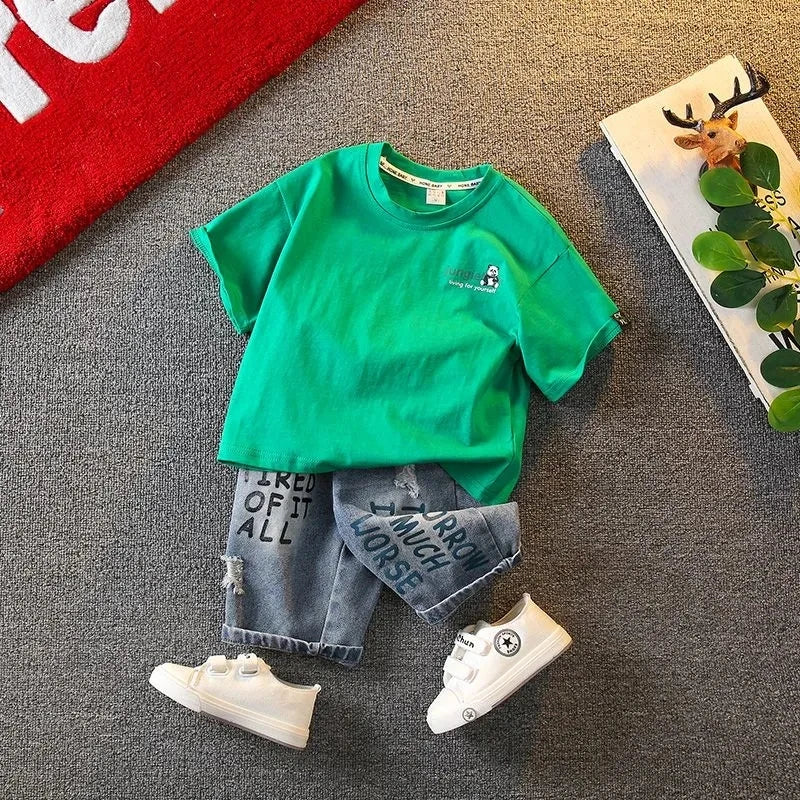 Summer Boys Clothing Set New Baby Children's Cartoon Short Sleeve T-shirt Shorts Two Piece Fashion Boys' Leisure Sports Set