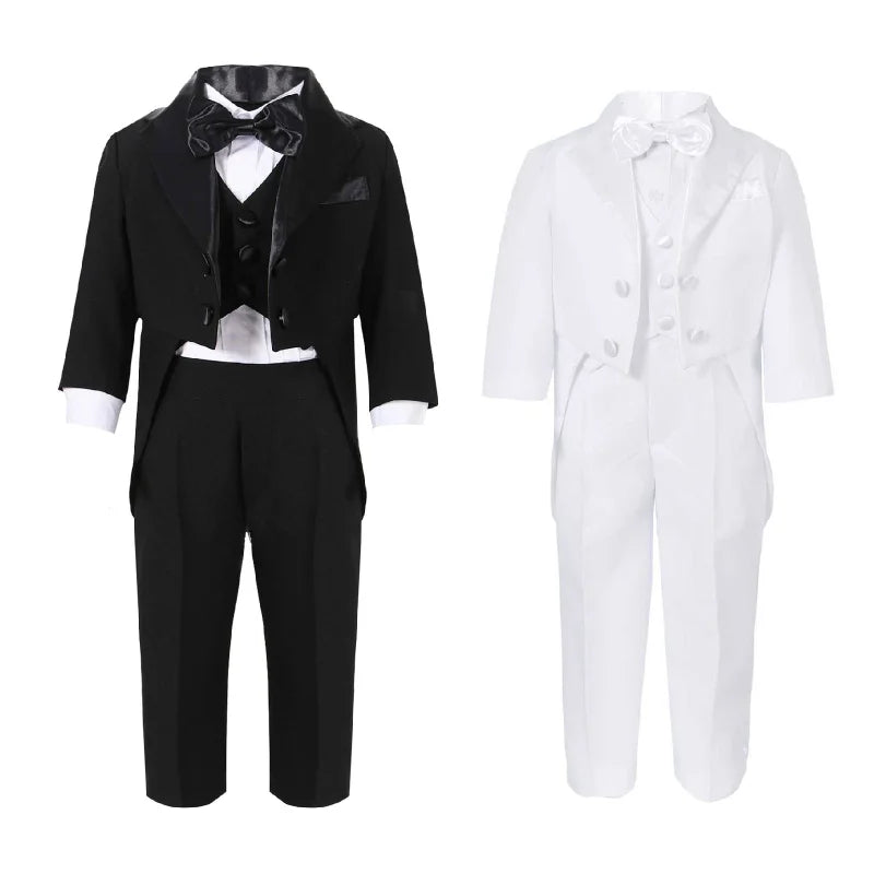 Boys Wedding Birthday Party Blazer Tuxedo Baby Boy Christening Outfit Coat Shirt Pant Vest BowTie Gentleman Suit Baptism Clothes