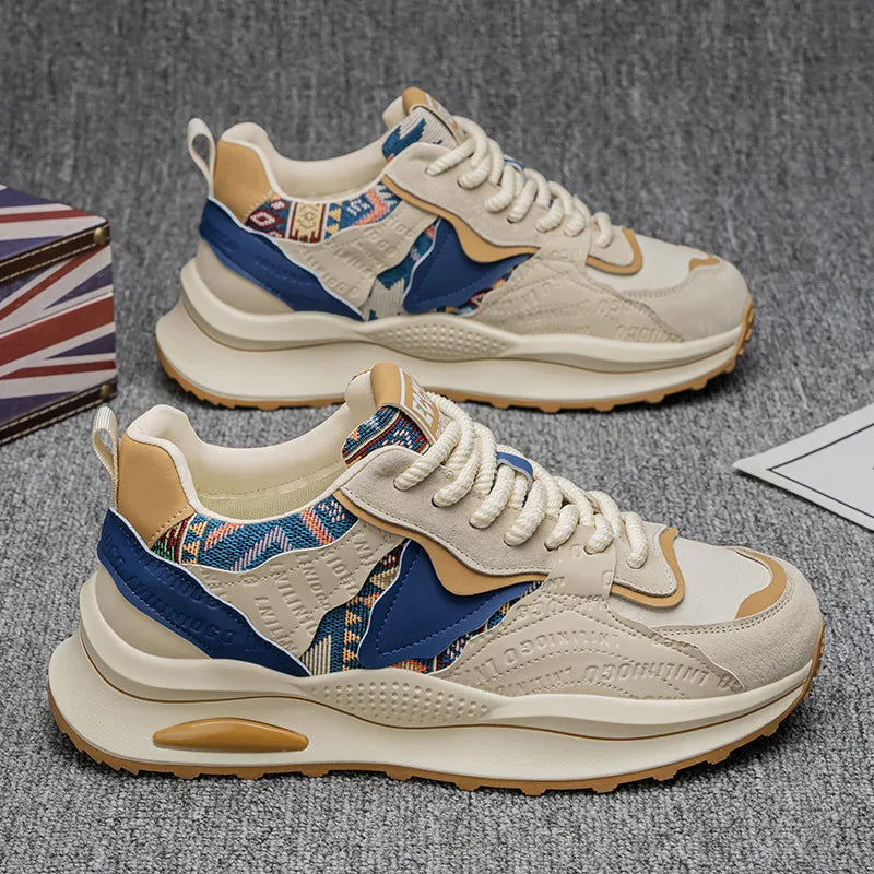 Men Sneakers 2025 Spring Autumn New Comfortable Outdoor Non Slip Running Shoes Trend Wear-resistant Vintage Lace Up Casual Shoes