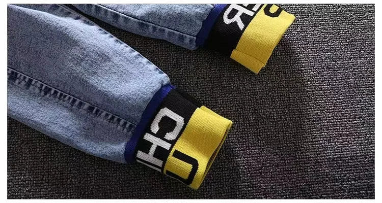 Spring Autumn Denim For Boys' Set New 2024 Korean Version Jacket Fashion Jeans Handsome Two-Piece Set