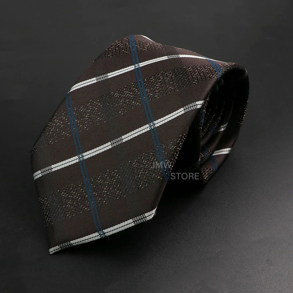 New Design Wedding Men Tie Brown Solid Striped Paisley Flower Neckties Men Business Dropshipping Groom Collar Accessories Gift