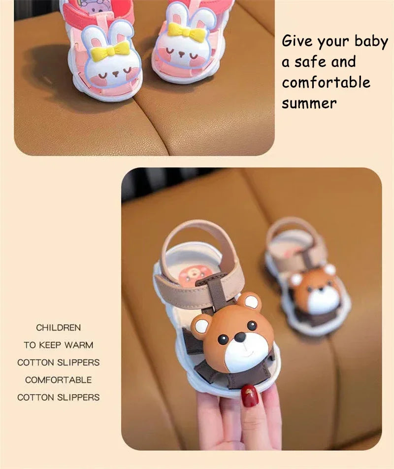 High Quality Comfortable Breathable Baby Children Outdoor Sandals Simple Versatile Cute Cartoon Boys Girls Infants Walking Shoes