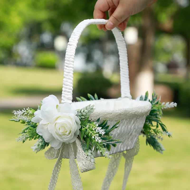 Wedding Decoration Bridesmaid Carrying Basket Wedding Flower Child Scattering Flower Basket Petal Blue Baby Shower Decorations