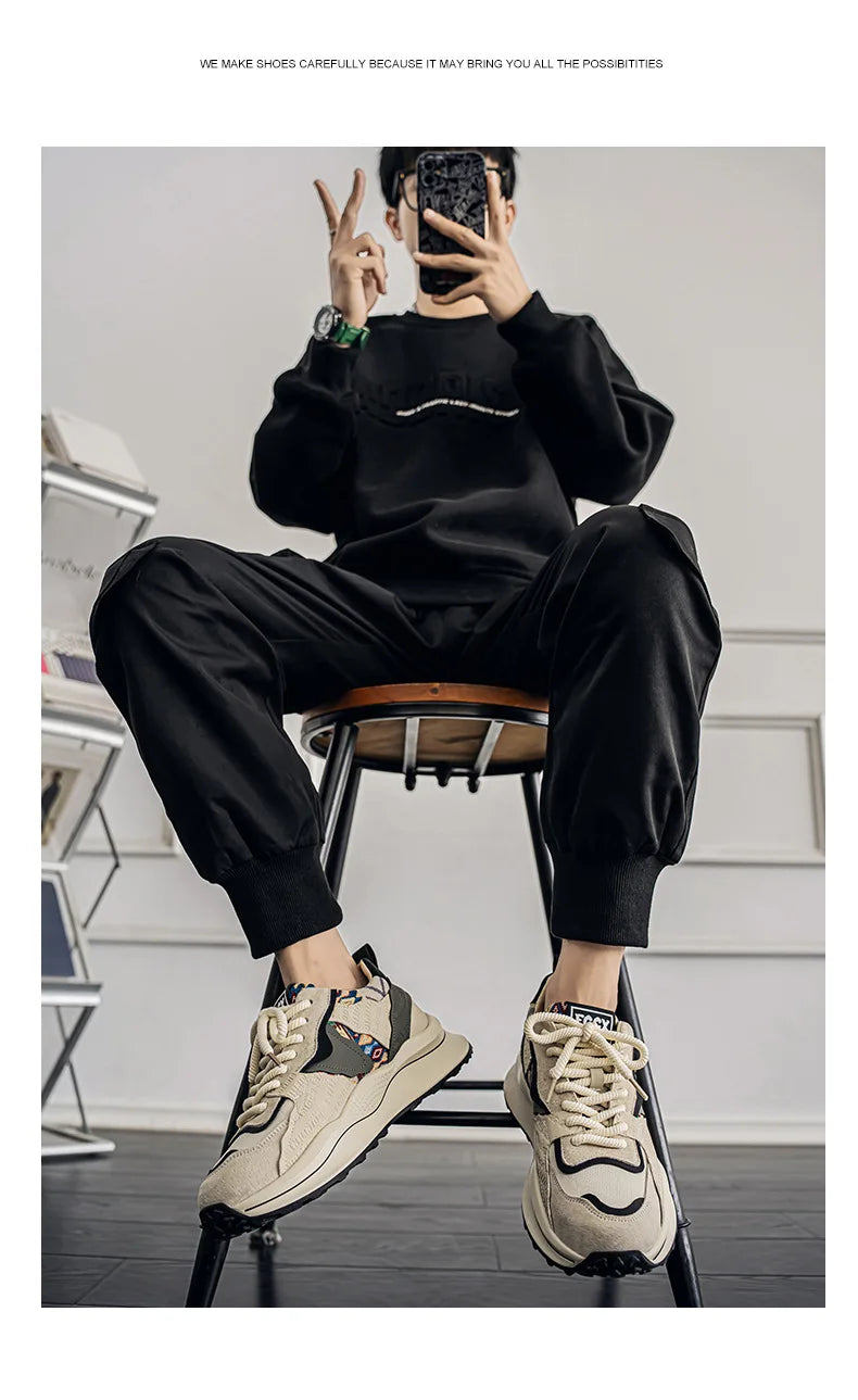 Men Sneakers 2025 Spring Autumn New Comfortable Outdoor Non Slip Running Shoes Trend Wear-resistant Vintage Lace Up Casual Shoes