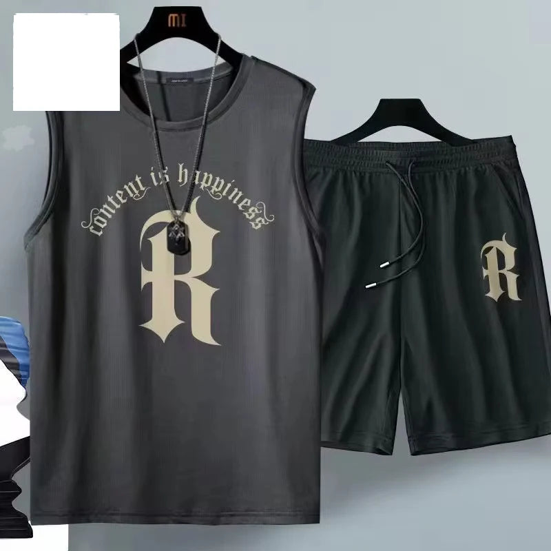 2024 Summer Men Clothing Basketball shorts quick drying pants Gym Short Sleeve T-shirt Shorts Set Tracksuits Men Casual Joggers