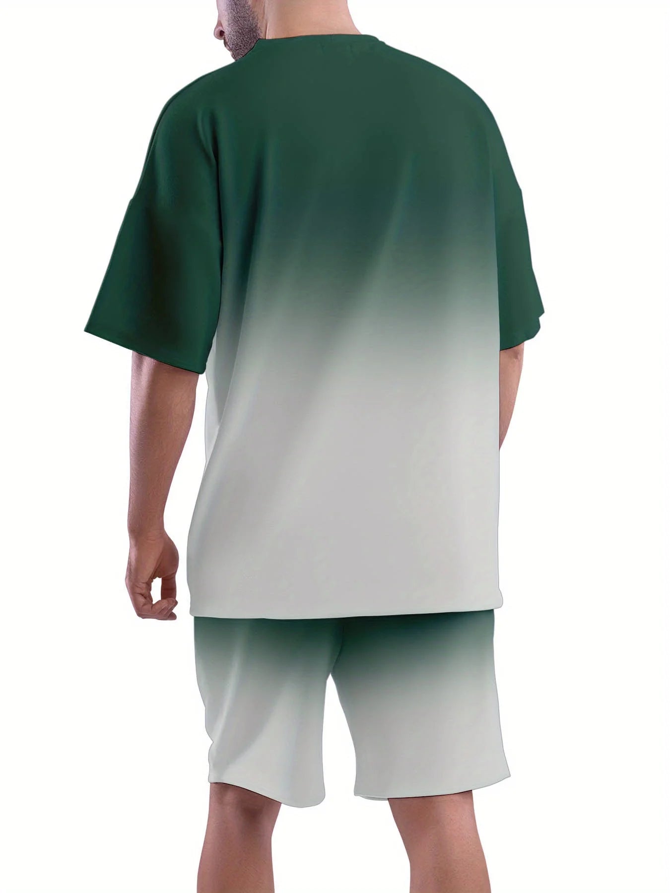 Casual sports suit breathable outdoor casual men's T-shirt five-point pants suit summer 3D printing suit male adult