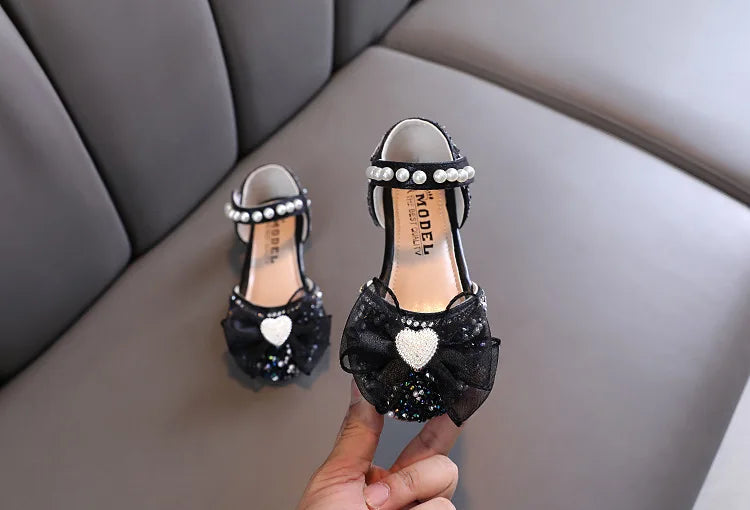 New Children Sandals Rhinestone Bow Wedding Princess Girls Sandal Party Dance Baby Student Flats Kids Performance Shoes H251