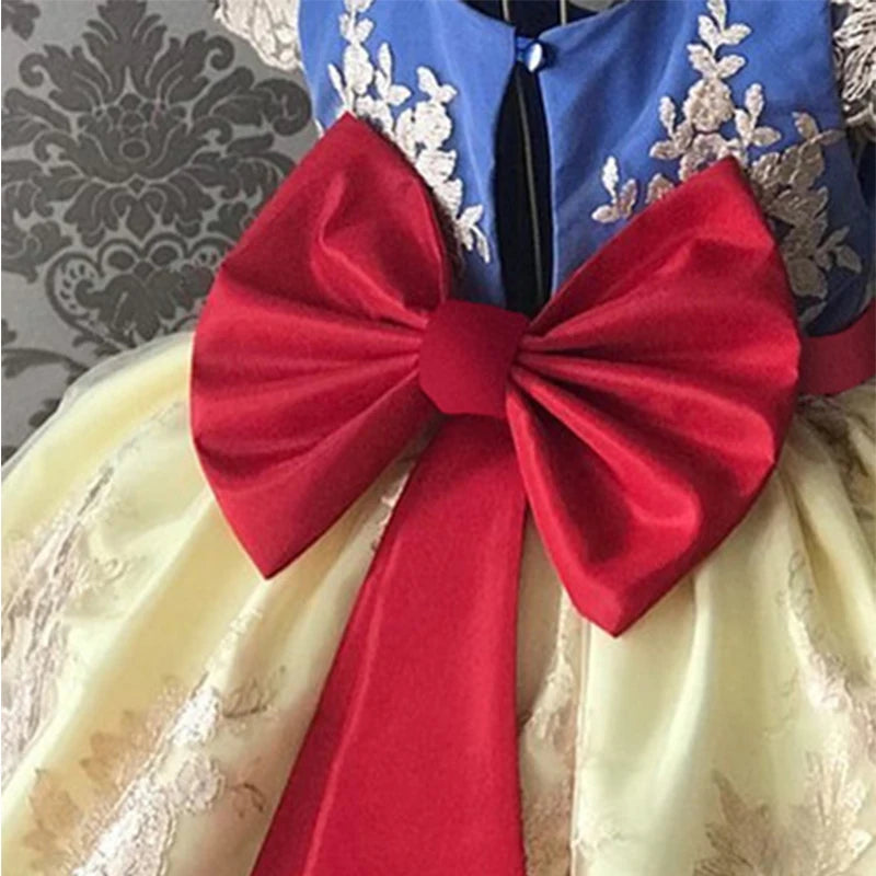 Cute Baby Girls Dress for Party Flower Lace Vintage Girl Dresses for 1-5Yrs Baby Clothes Holiday Kids Snow White Princess Dress
