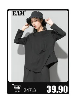 EAM High Waist Two Ways Wear Black Wide Leg Long Pants New Loose Fit Trousers Women Fashion Tide Autumn Spring 2025 1DF3635