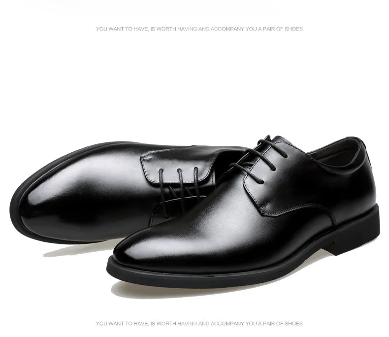 Men's Breathable Leather Shoes Black Soft Leather Soft Bottom Spring And Autumn Best Man Men's Business Formal Wear Casual Shoe