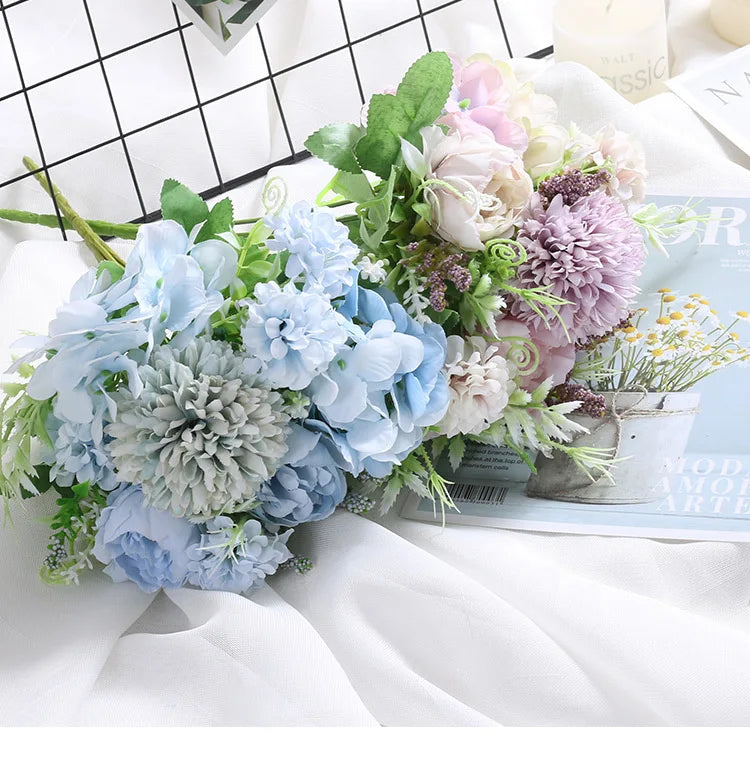 Artificial Flowers Silk Peony For Vase Bride Bouquet Wedding Home Room Table Decoration Fake Floral Hydrangea Gifts