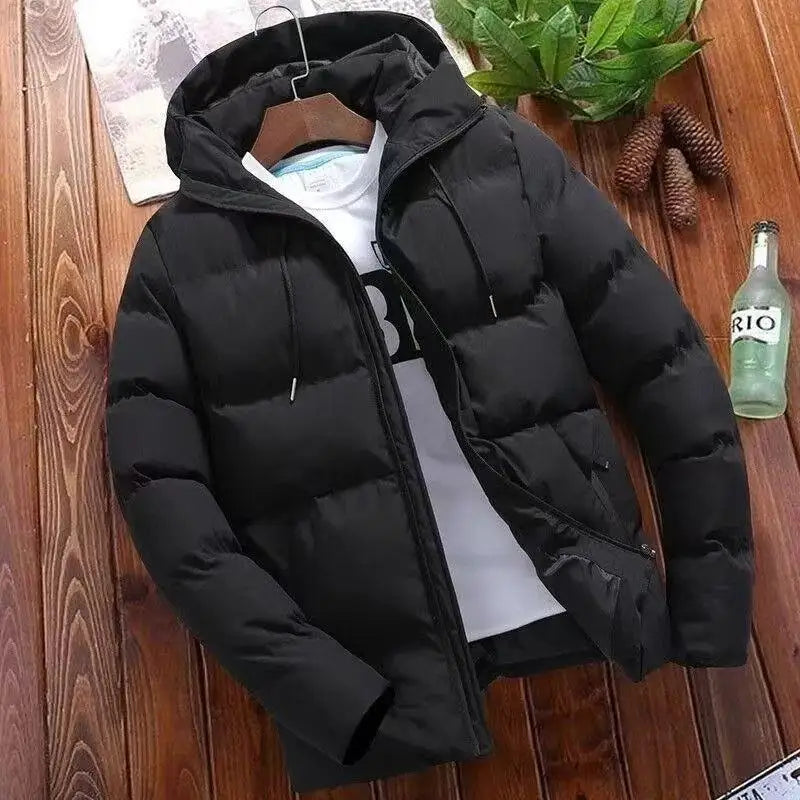 Men's Winter Hooded Jacket Warm Windproof Casual Coat plus Size Cotton Padded Outerwear 6XL Loose-fit Cropped Parka for Outdoor