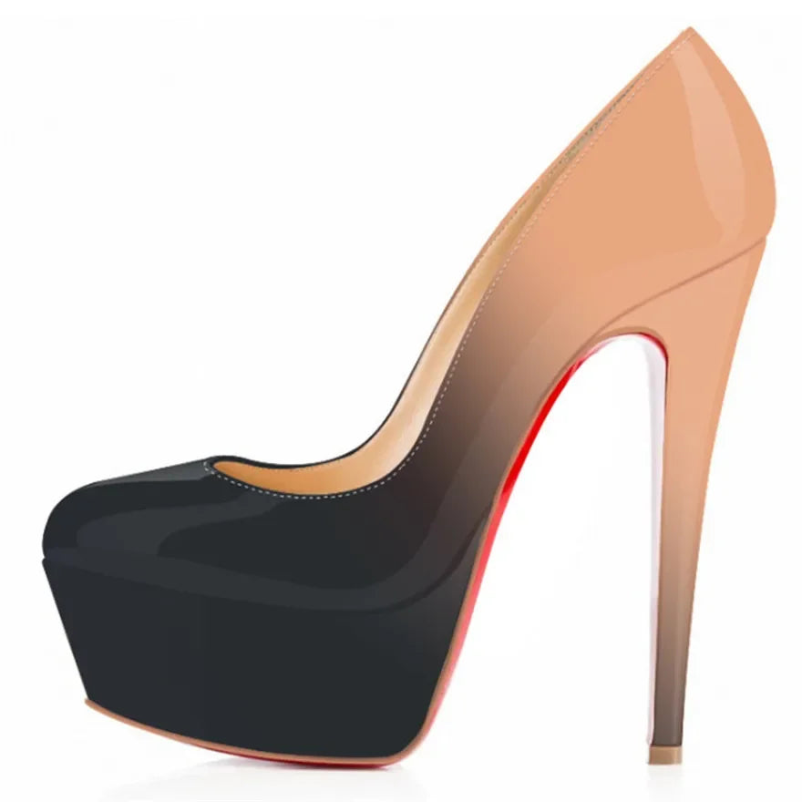 2025 Fashion Women Pumps 14cm Extremely Platform High Heels Sexy Patent Leather Red Black Wedding Party Shoes Stiletto Plus Size