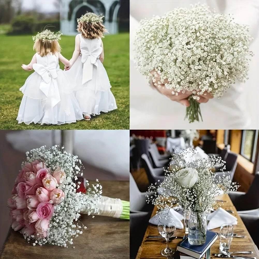 50pcs Artificial Baby's Breath Flowers Real Touch Gypsophila Suitable For Wedding Bride Engagement Home Ornament Room Decoration