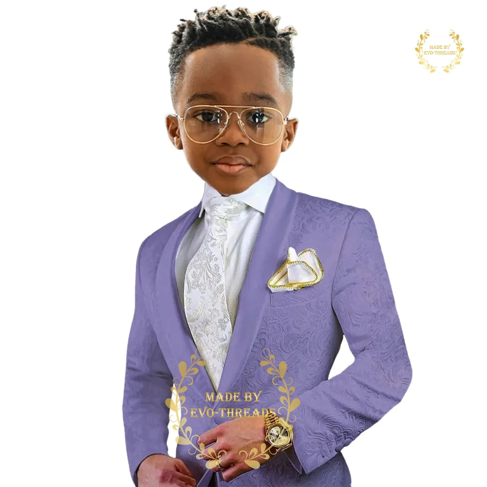 Boys suit' white 2-piece set (floral jacket+pants) age 2~16 kids formal event wedding prom child gift, custom tuxedo