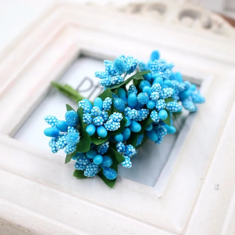 12pcs pearl Berry Artificial Stamen Flower For Wedding Home Decoration Pistil DIY wreath Scrapbooking Craft Fake Flowers