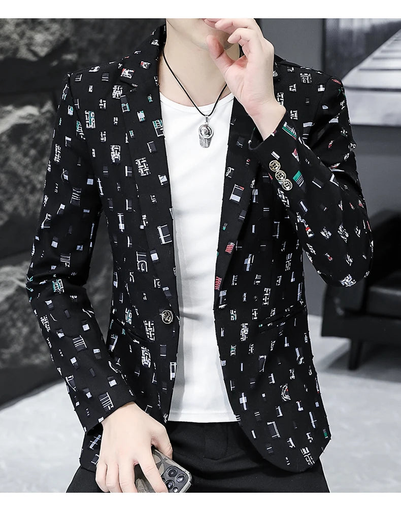 2024 Autumn Suit Men's Youth Slim Fashion Handsome Trend with Korean Version of A Small Suit Formal Single West Coat M-4XL