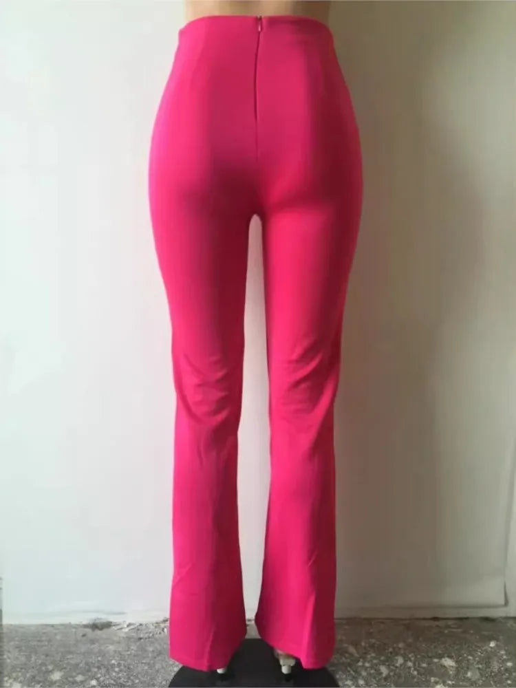 Elegant Casual High Waist Wide Leg Pants Fashion Loose Button Long Pant Office Solid Spring Autumn Womens Clothing New Pant