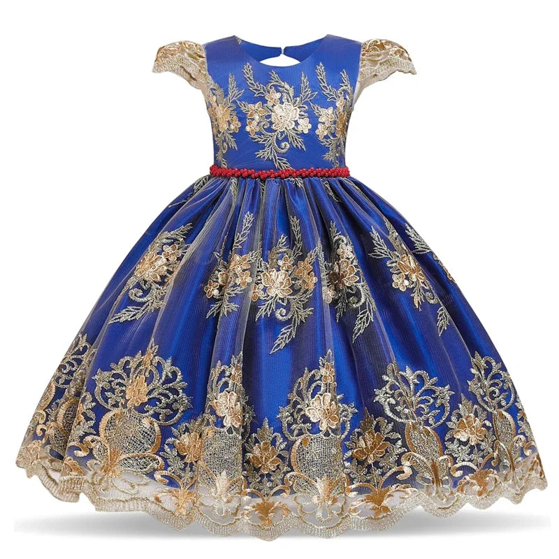Cute Baby Girls Dress for Party Flower Lace Vintage Girl Dresses for 1-5Yrs Baby Clothes Holiday Kids Snow White Princess Dress