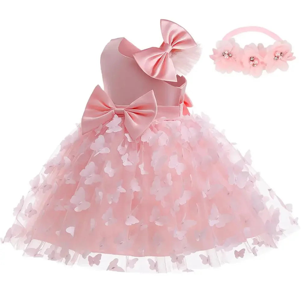 Children's Elegant Dresses For 1st Birthday Dress Baby Butterfly Lace Dress Girls Party Dresses Newborn Princess Dress Clothes