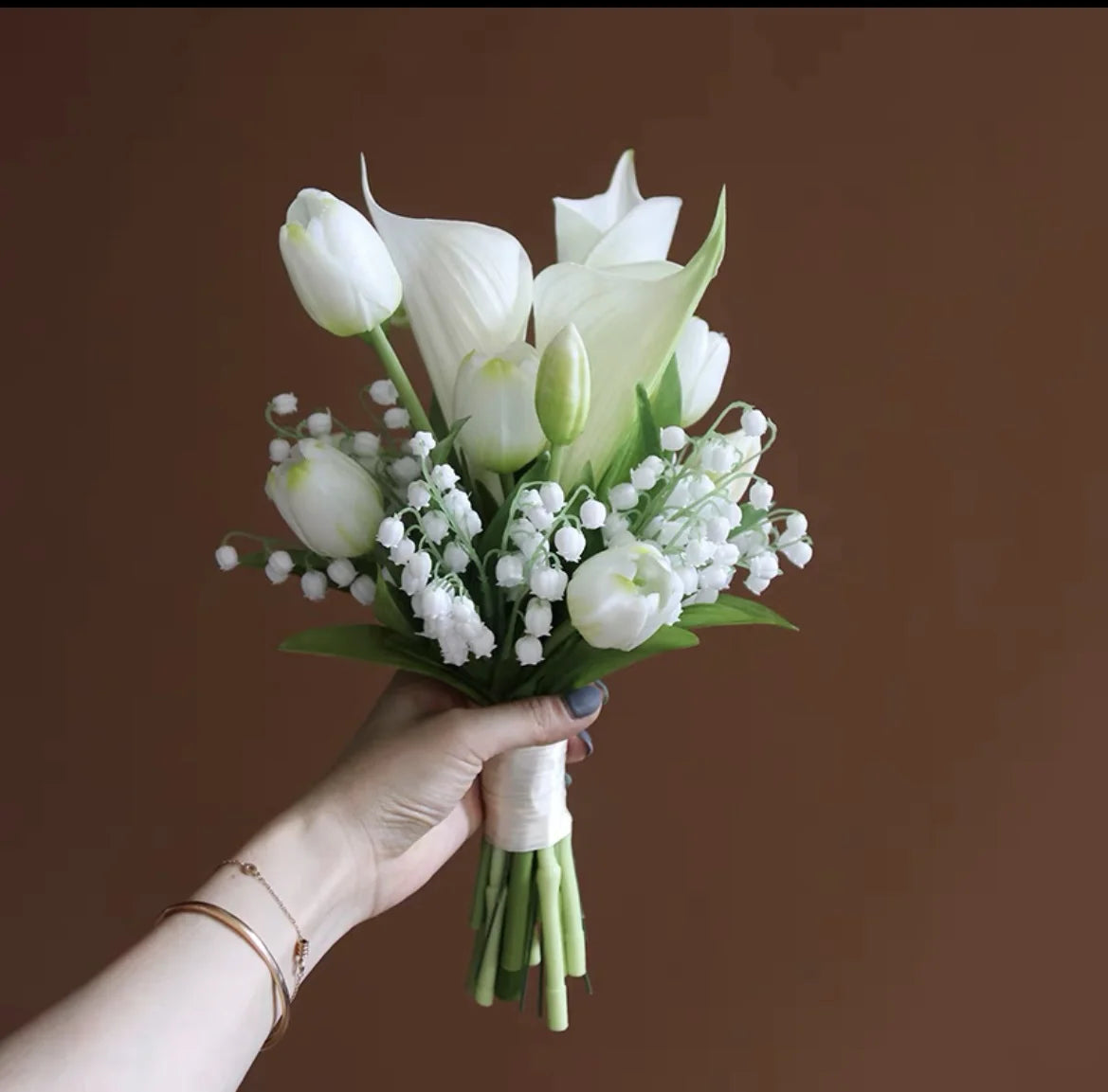 Wedding Bouquet Bridal Artificial Silk Flowers Foam Roses Bouquet Lace Decoration Natural Wedding Flowers