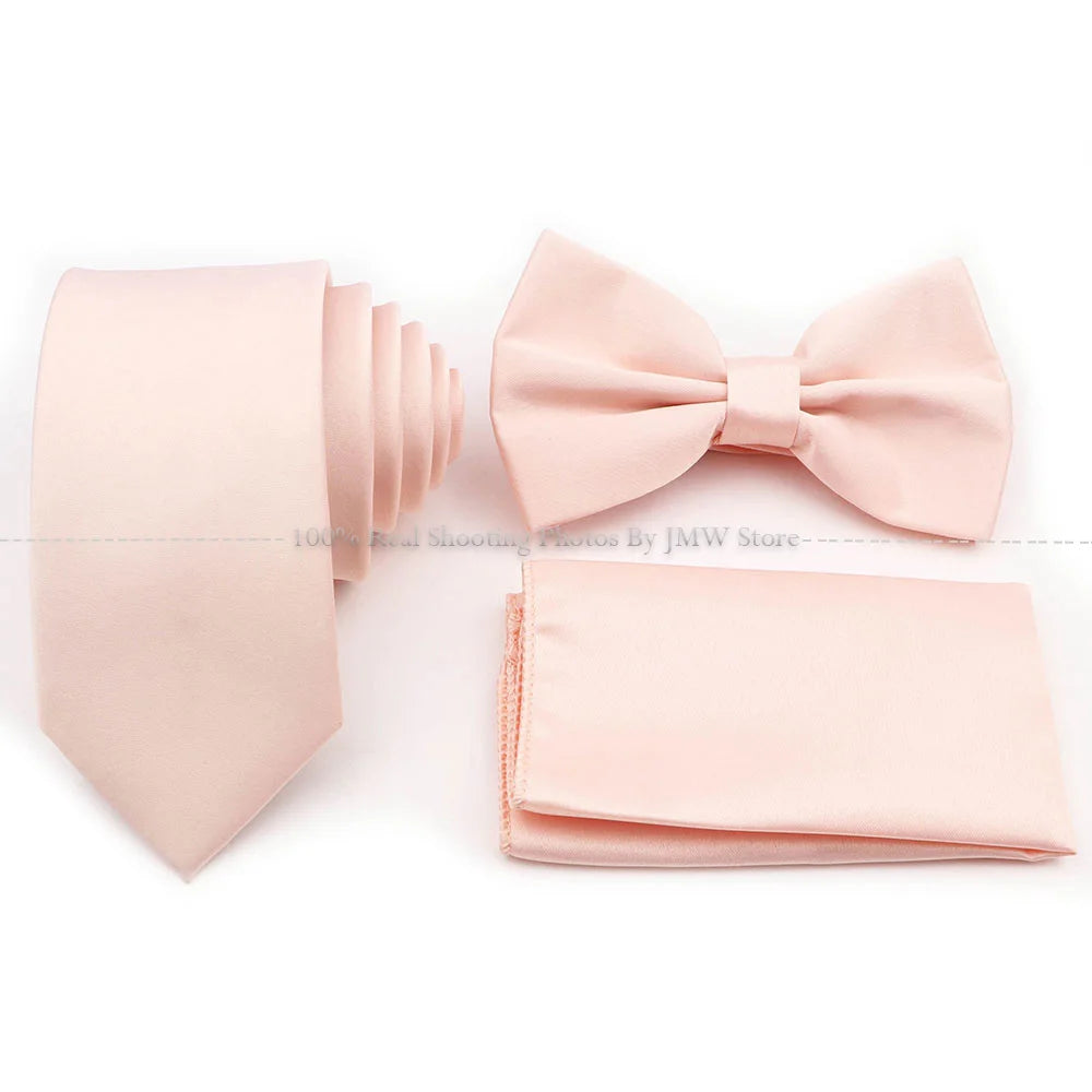 Hot Sale Purple Pink Sage Green Tie Set Polyester Necktie Bowtie Cufflink Brooch For Groom Suit Wedding Cravat Shirt Accessory