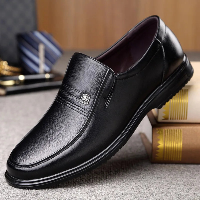 Leather Men Formal Shoes Luxury Brand 2025 Men's Loafers Dress Moccasins Breathable Slip on Black Driving Shoes Plus Size 37-46
