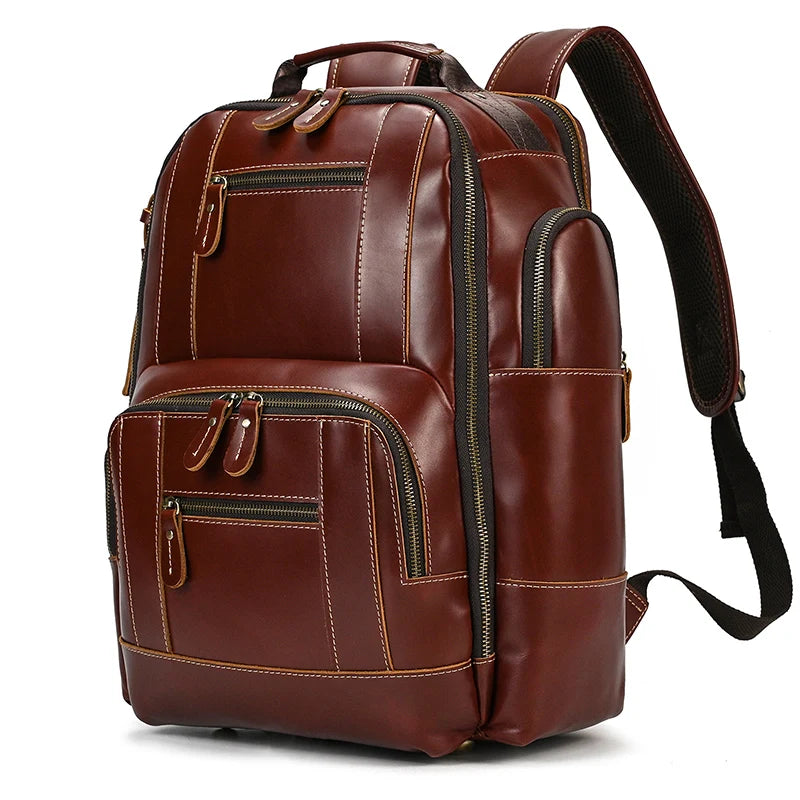 Newsbirds men's leather backpack retro luxury fashion style bagpack travel bag backpack school bag for man leather daypack men