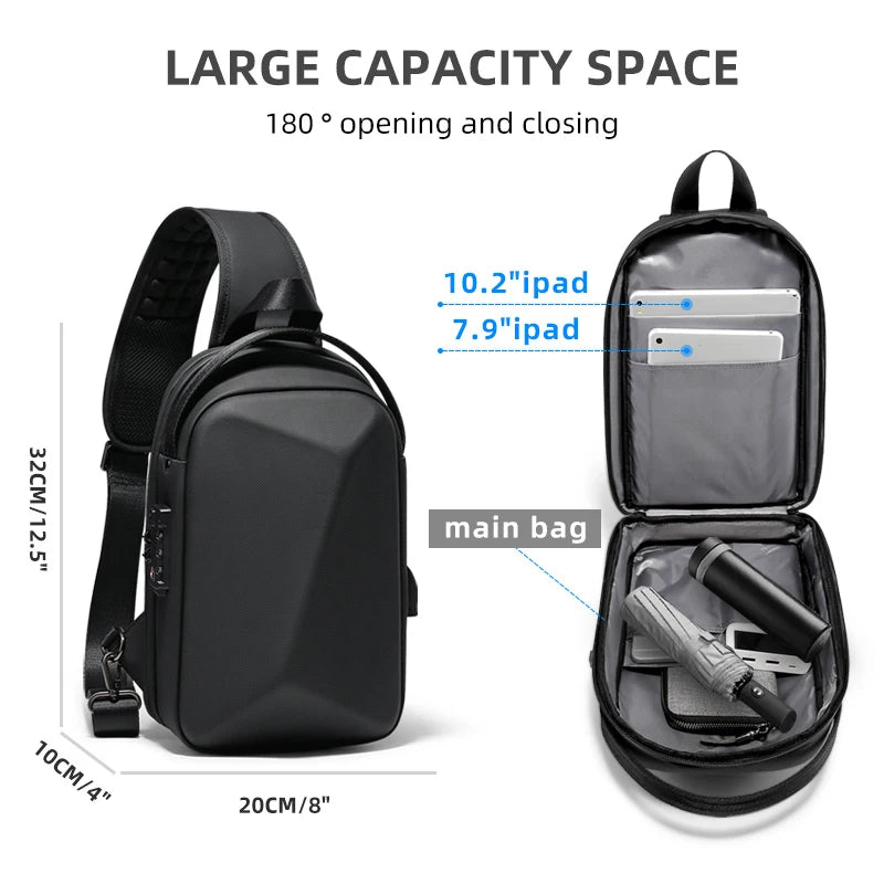 Swiss Men‘s 15.6 Inch Laptop Backpack Expandable PC Hard Shell Bag TSA Anti-theft Waterproof Backpacks USB Business Travel Bag